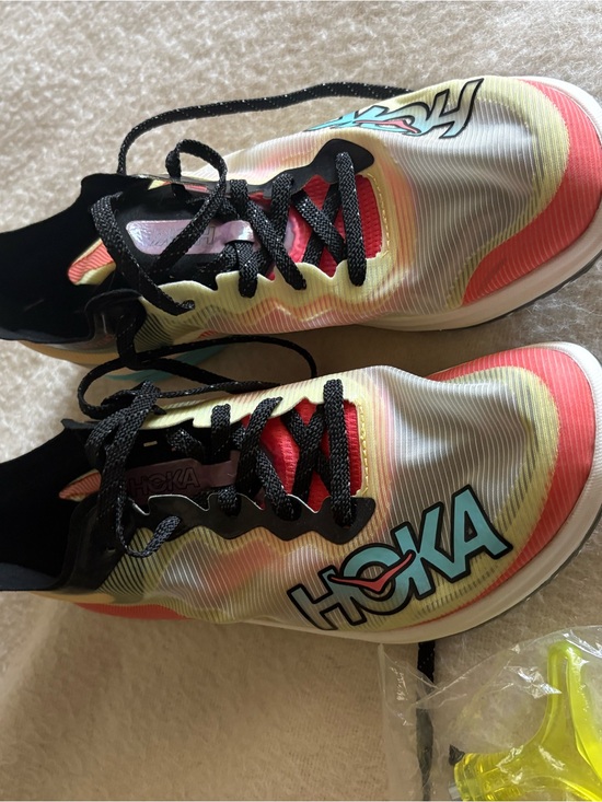 Hoka Lightweight Racing Shoes in Coral, Turquoise, Black